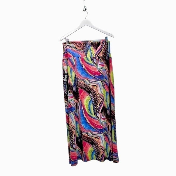 Soft Works Montreal Maxi Skirt Women’s Large Abstract  Artsy Print Stretch NWT - Picture 2 of 7